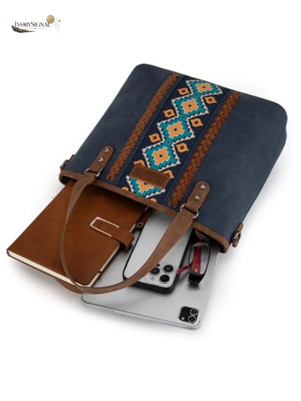 Western Aztec Tote Bag with Detachable Strap Satchel Handbag